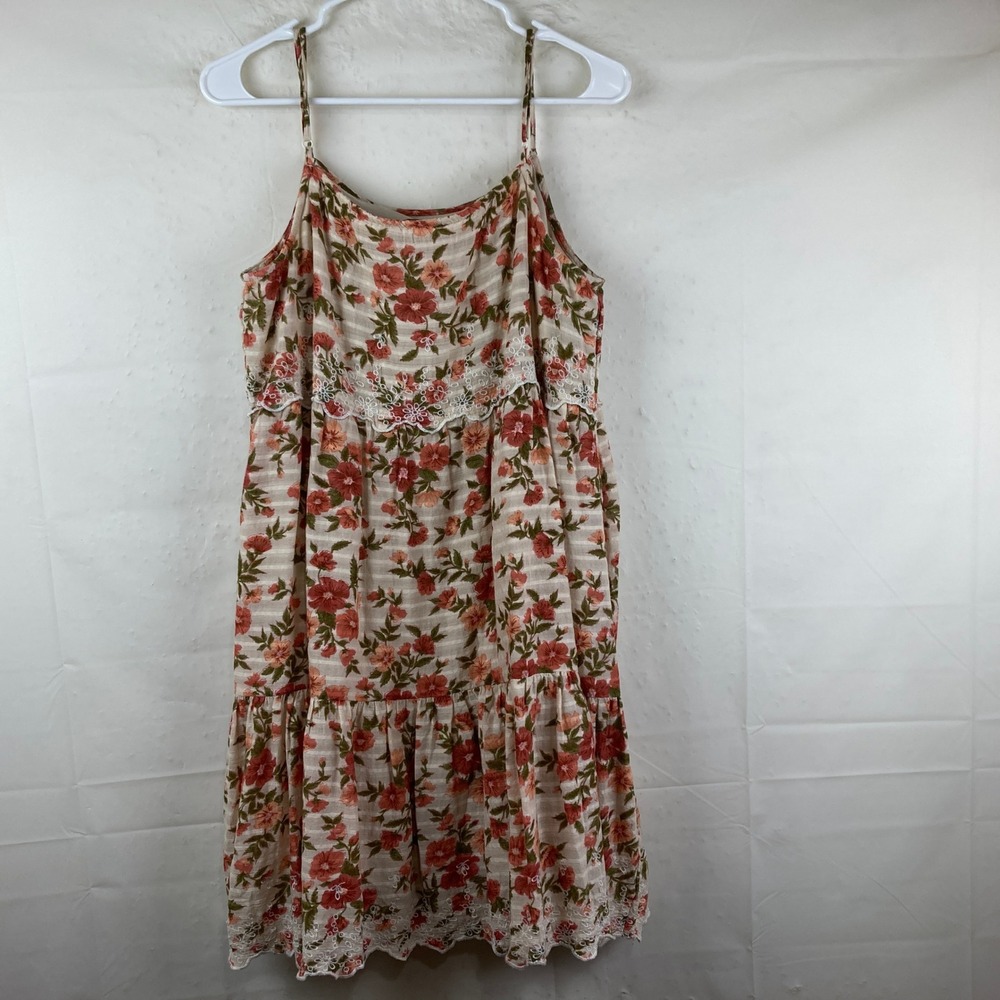 American Eagle Floral Mini Dress Sz L Babydoll Boho Cottagecore Festival - Picture 7 of 7